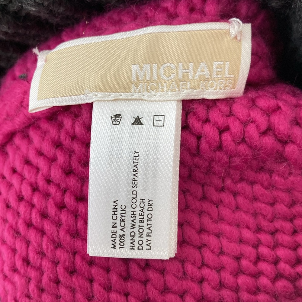 Michael Kors Knit Pink & Gray Beanie Hat View 5
